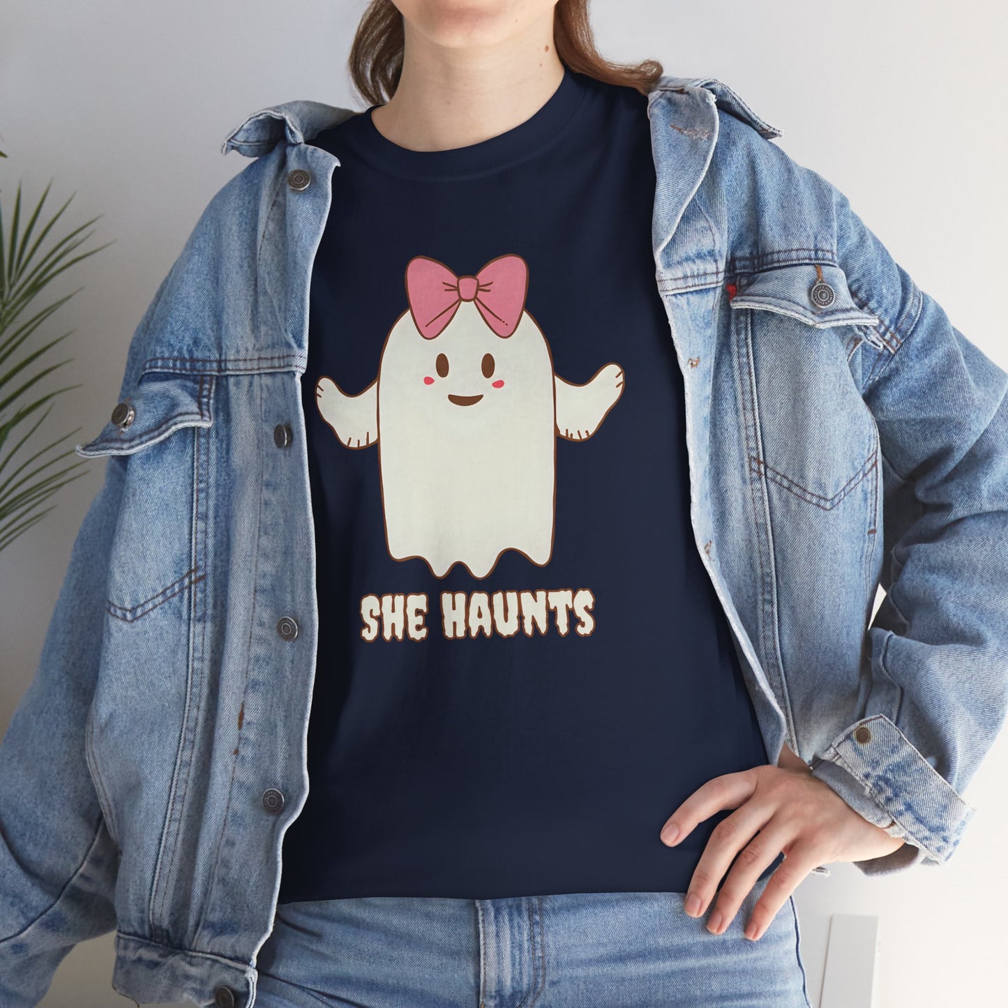 She Haunts (Version 4) - Cute Halloween Ghost T-Shirt