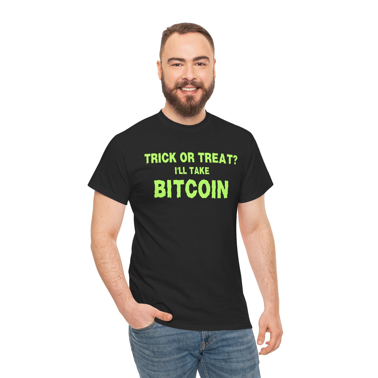 Trick Or Treat I'll Take Bitcoin (Version 2) Graphic Tee - Crypto Halloween T-Shirt