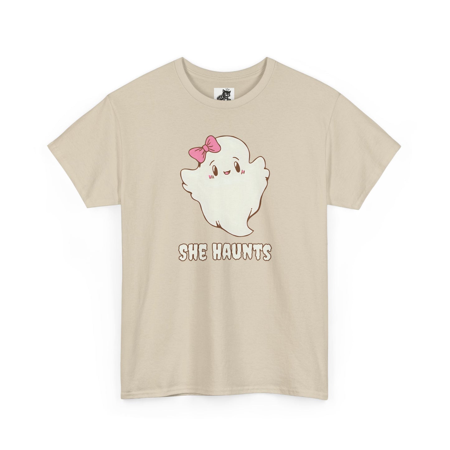 She Haunts (Version 2) - Cute Halloween Ghost T-Shirt