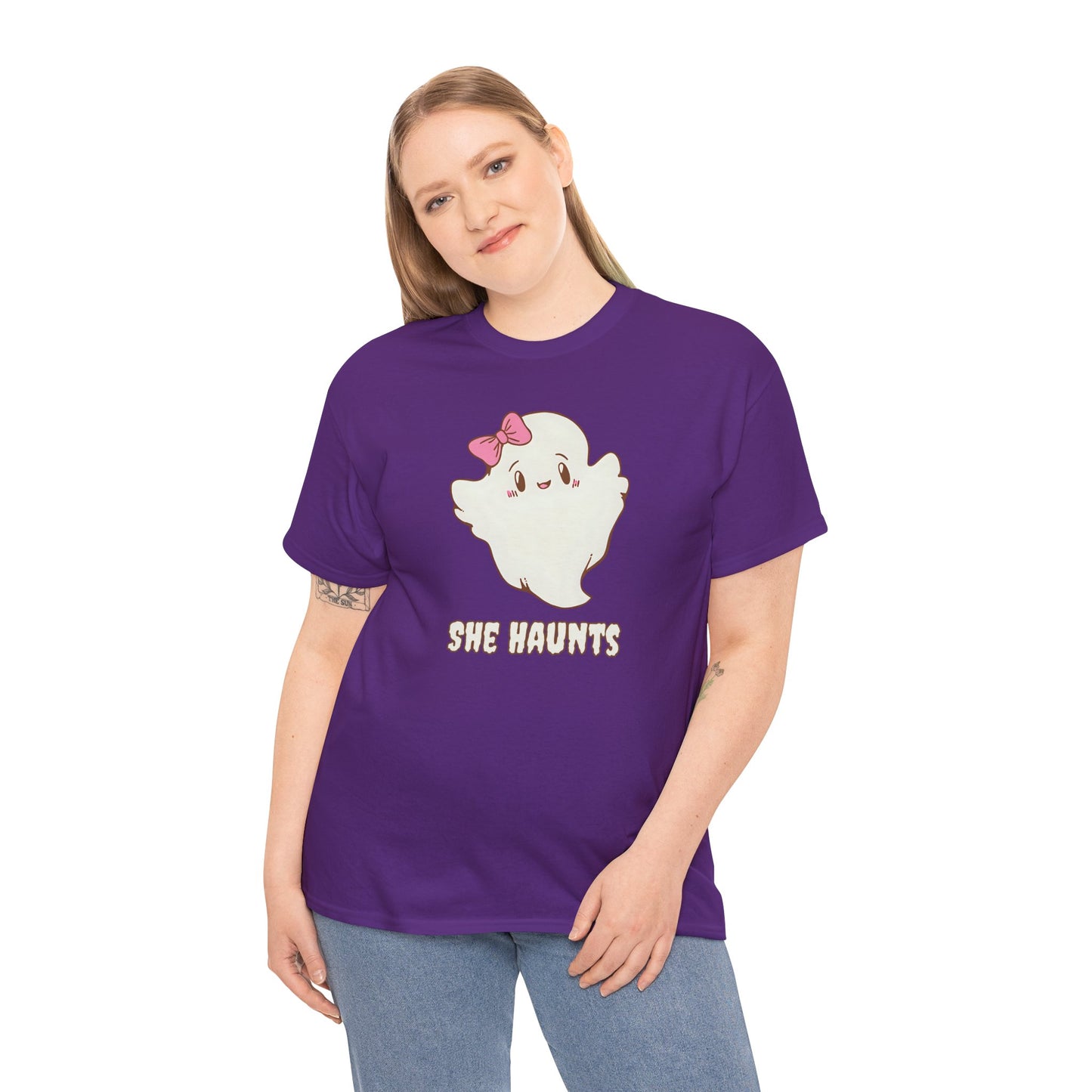 She Haunts (Version 2) - Cute Halloween Ghost T-Shirt