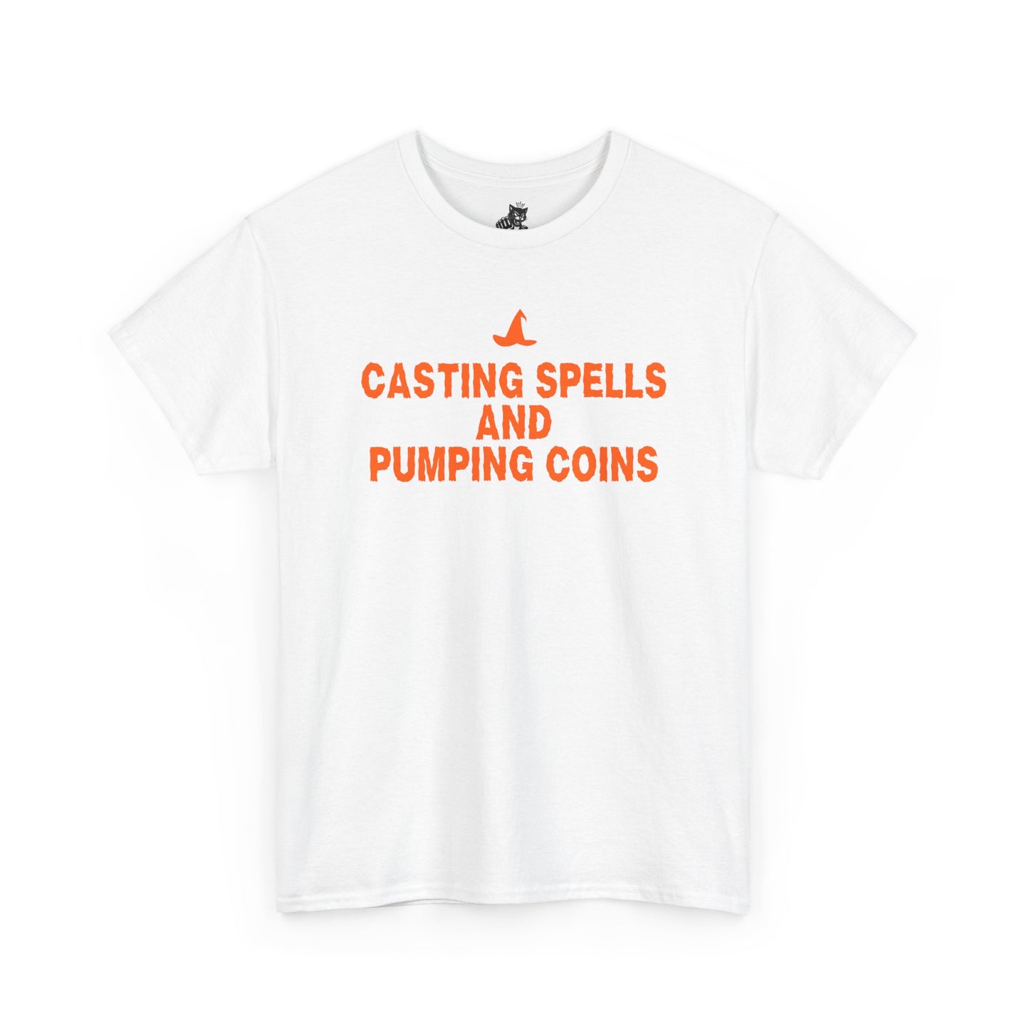 Casting Spells and Pumping Coins Graphic Tee - Crypto Halloween Witch T-Shirt