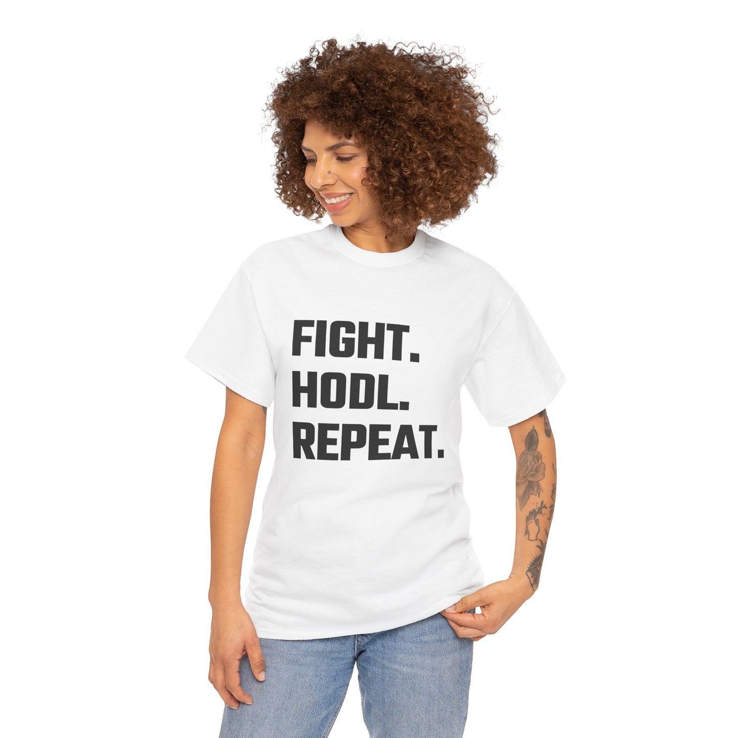 Fight. HODL. Repeat. Graphic Tee - Unisex Cotton T-Shirt