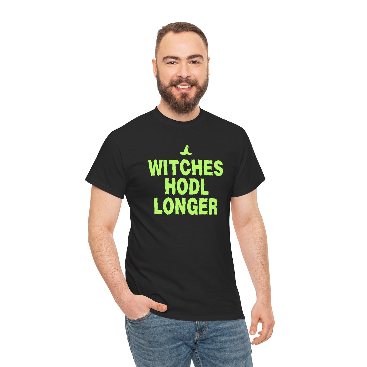 Witches HODL Longer (Version 2) Graphic Tee - Crypto Halloween Witch T-Shirt