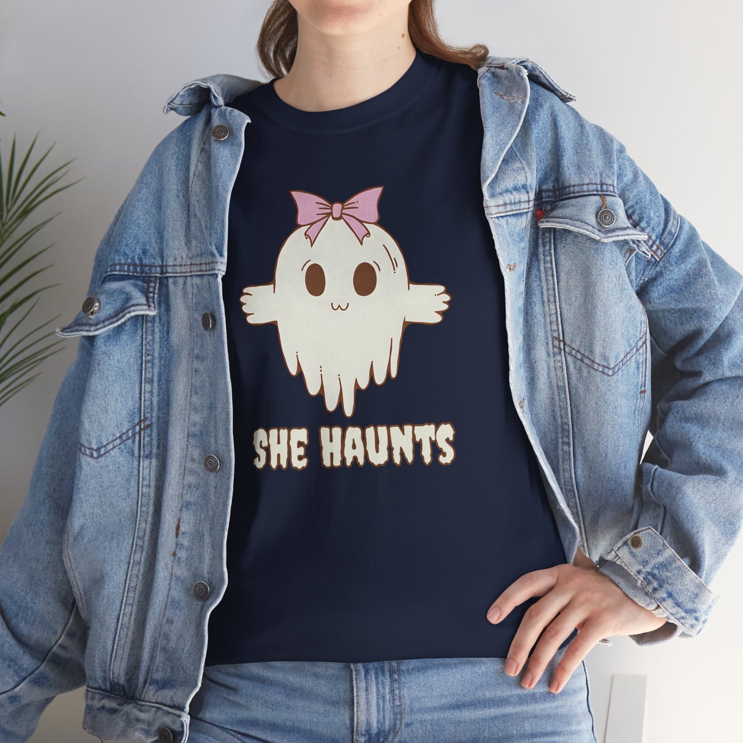 She Haunts - Cute Halloween Ghost T-Shirt