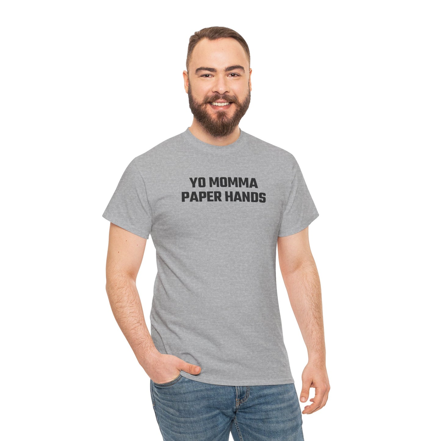 Yo Momma Paper Hands Graphic Tee - Crypto Themed T-Shirt