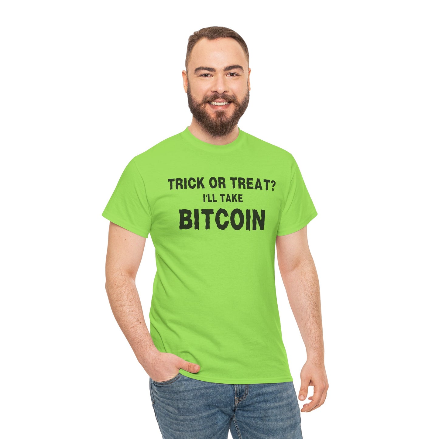 Trick Or Treat I'll Take Bitcoin (Version 2) Graphic Tee - Crypto Halloween T-Shirt