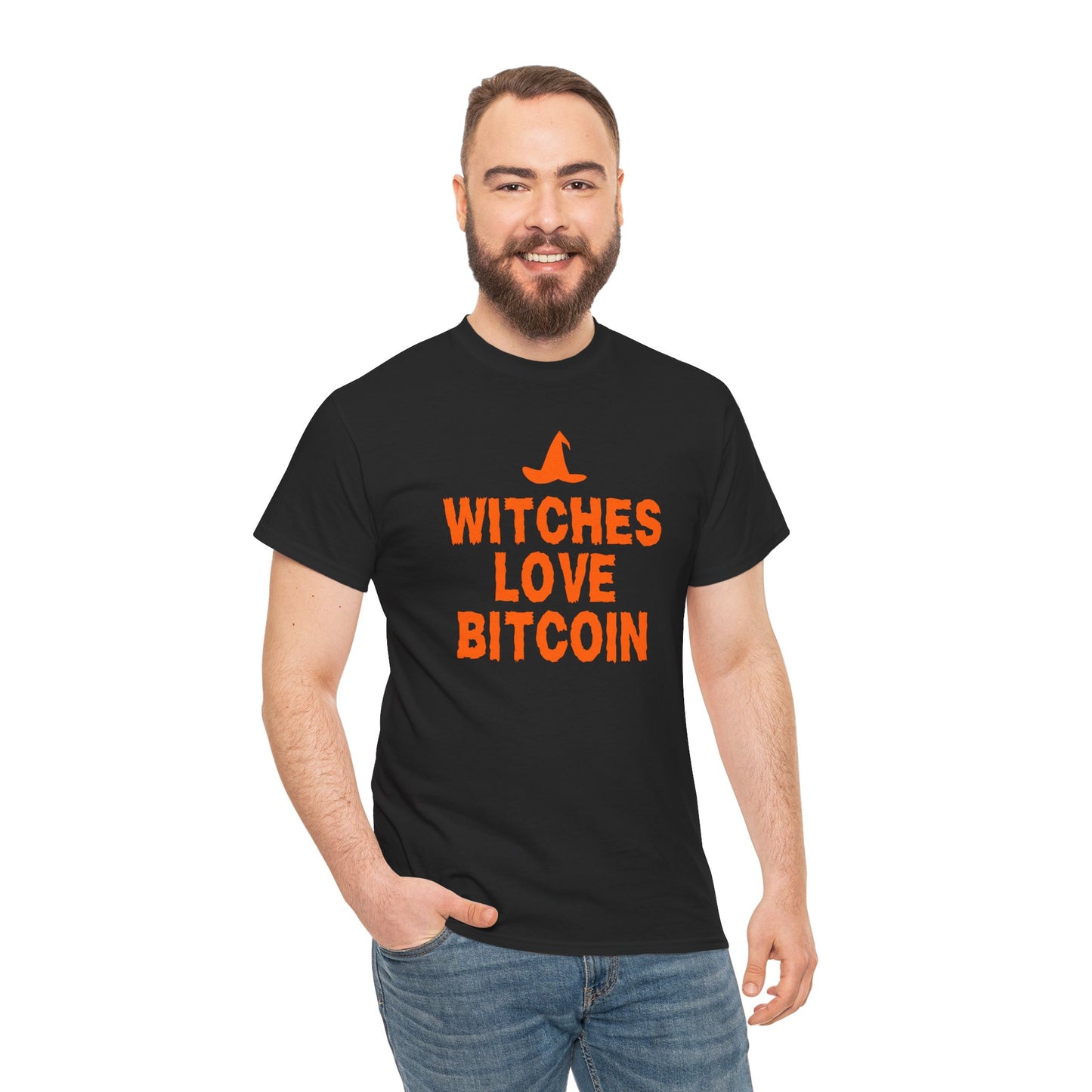 Witches Love Bitcoin Graphic Tee - Crypto Halloween Witch T-Shirt
