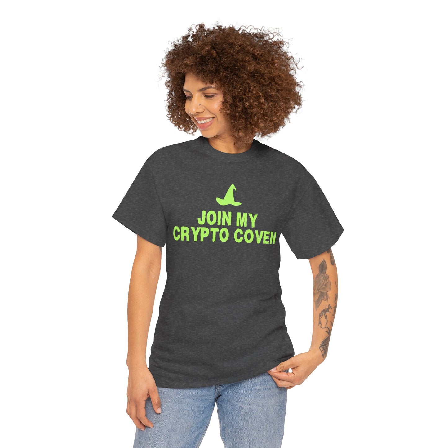 Join My Crypto Coven (Version 2) Graphic Tee - Crypto Halloween Witch T-Shirt