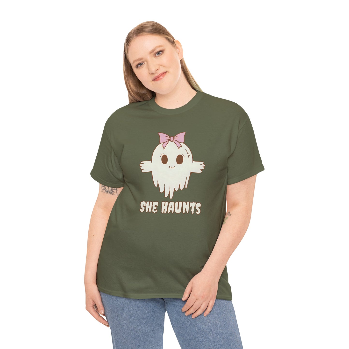 She Haunts - Cute Halloween Ghost T-Shirt
