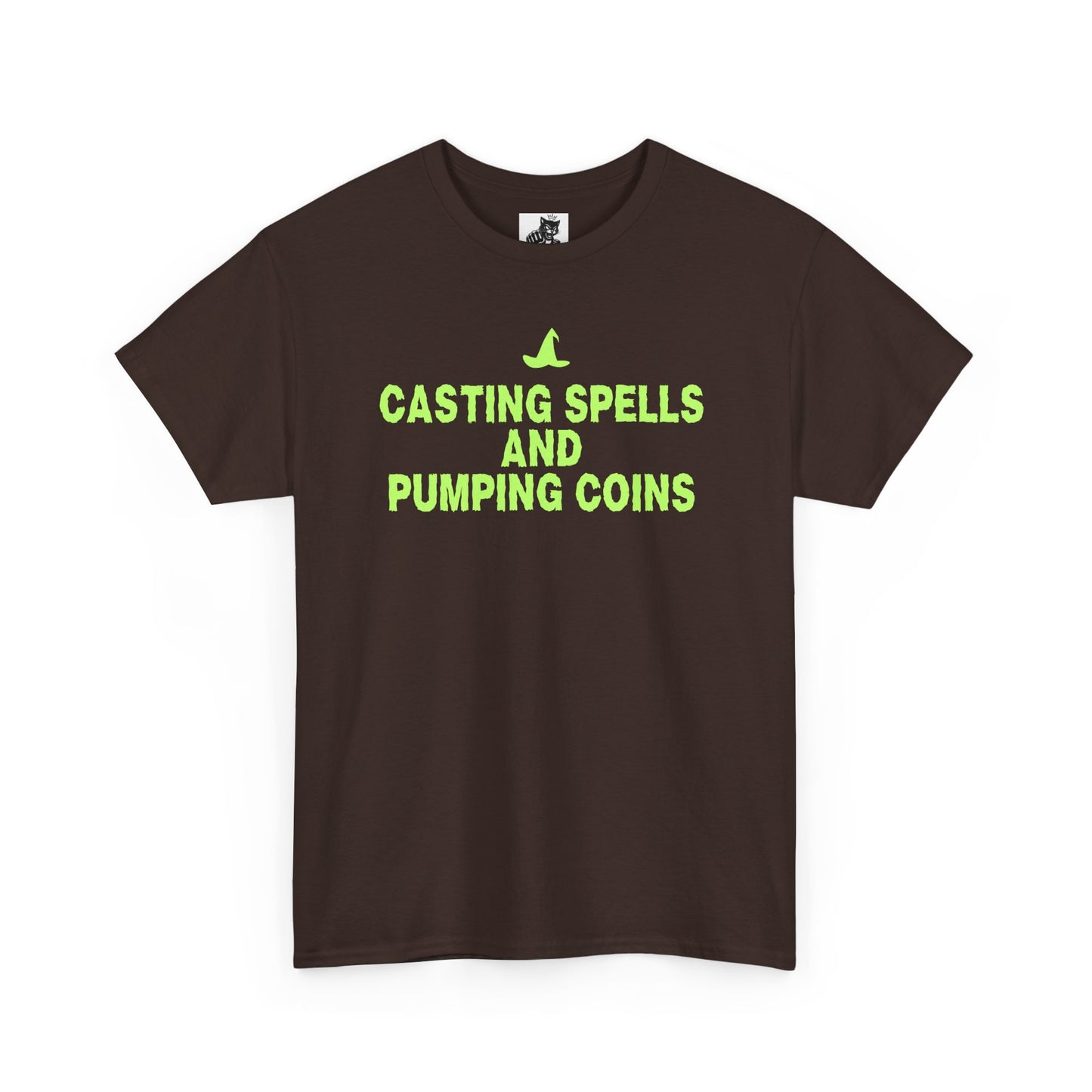 Casting Spells and Pumping Coins (Version 2) Graphic Tee - Crypto Halloween Witch T-Shirt
