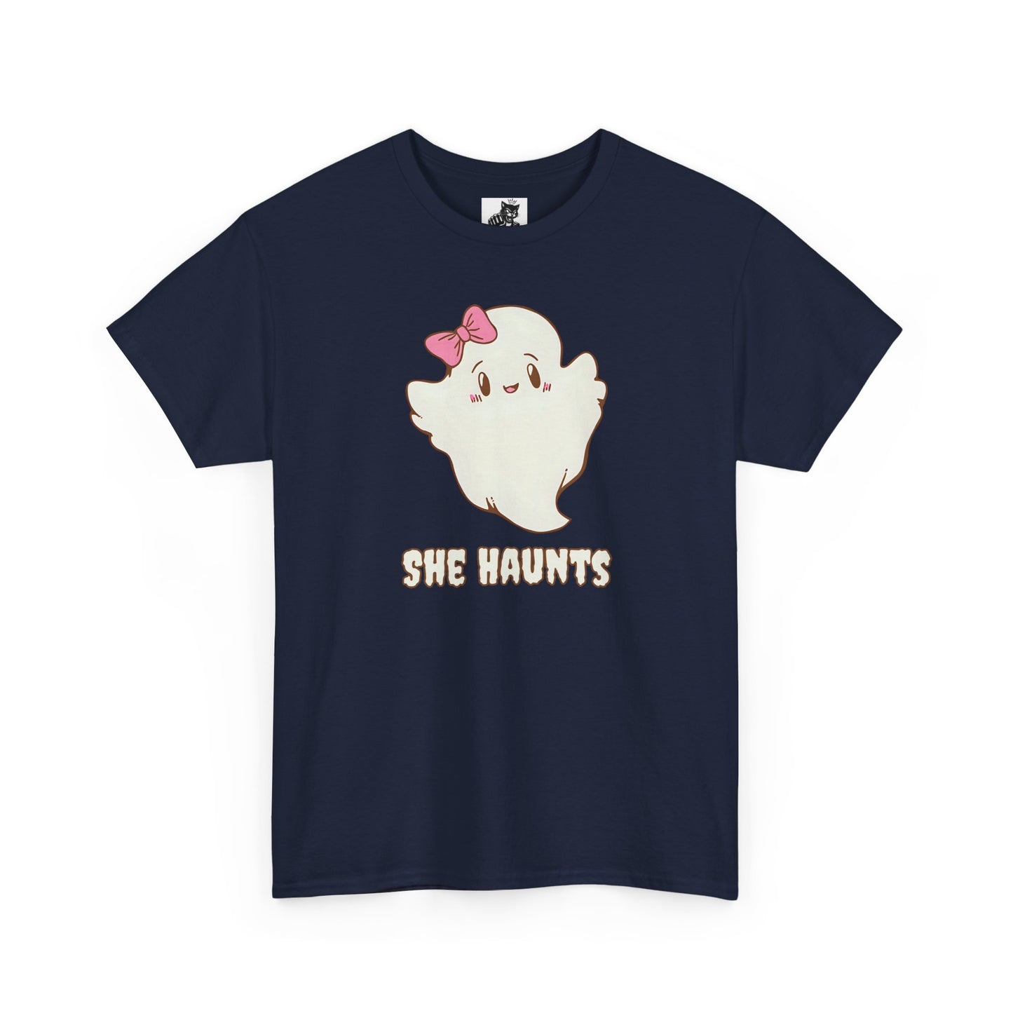 She Haunts (Version 2) - Cute Halloween Ghost T-Shirt