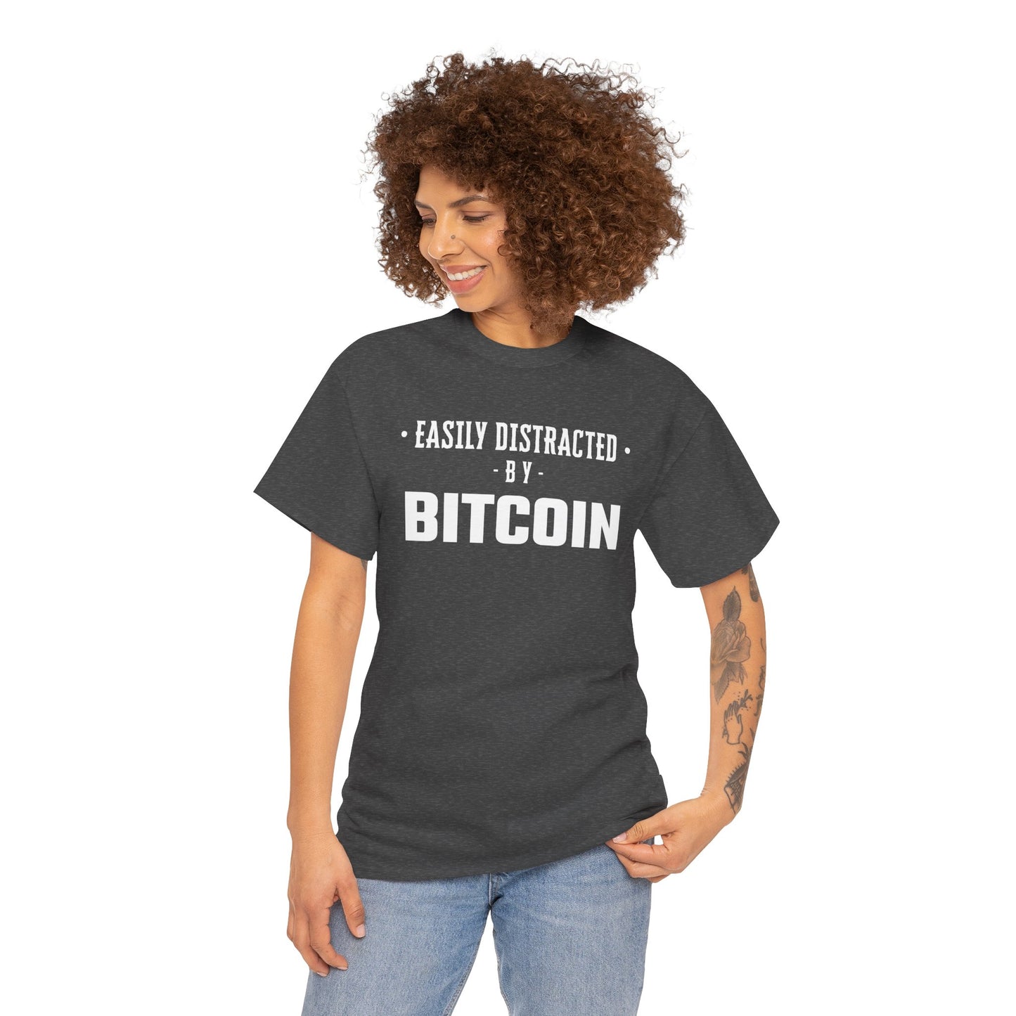 Easily Distracted By Bitcoin Graphic Tee - Unisex Cotton T-Shirt