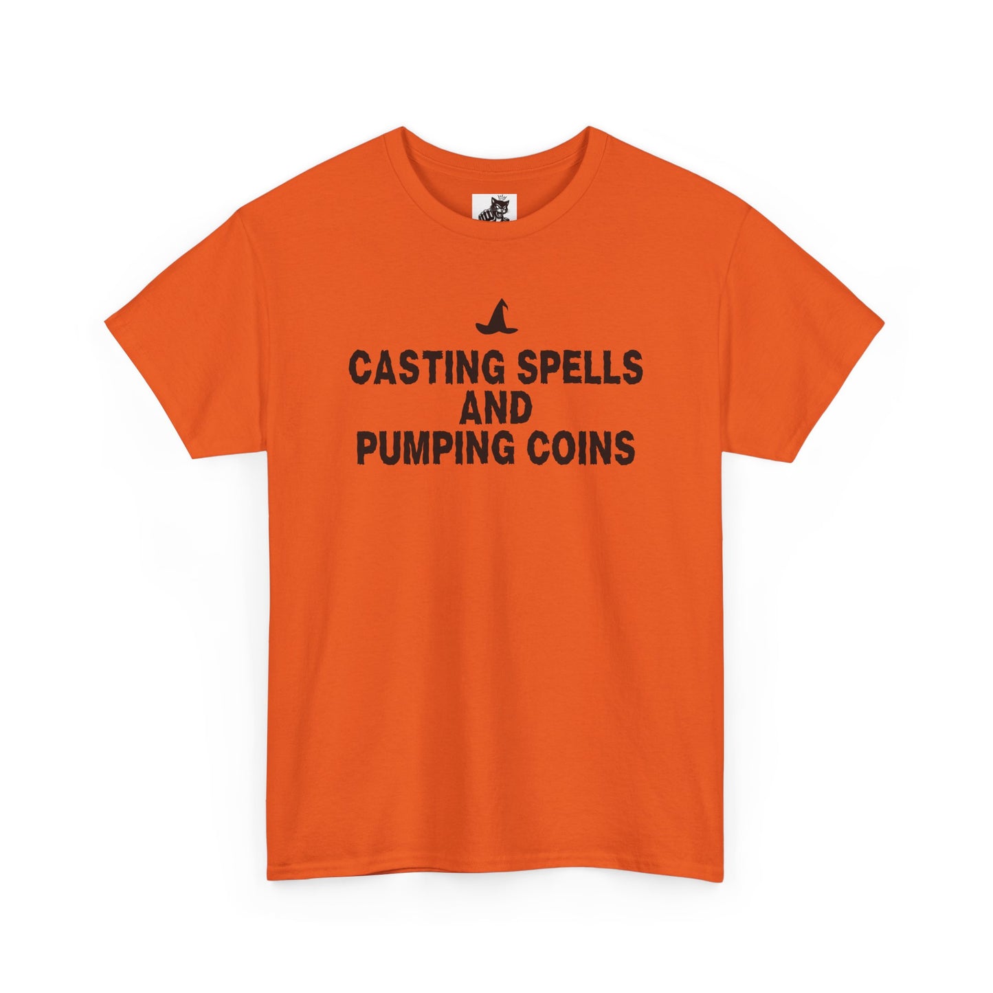 Casting Spells and Pumping Coins Graphic Tee - Crypto Halloween Witch T-Shirt