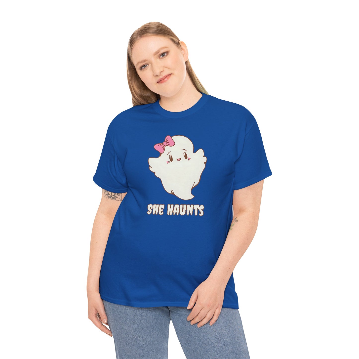 She Haunts (Version 2) - Cute Halloween Ghost T-Shirt