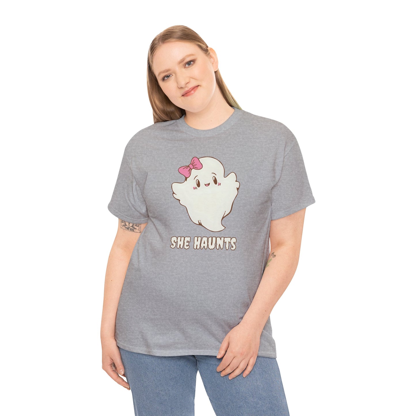 She Haunts (Version 2) - Cute Halloween Ghost T-Shirt
