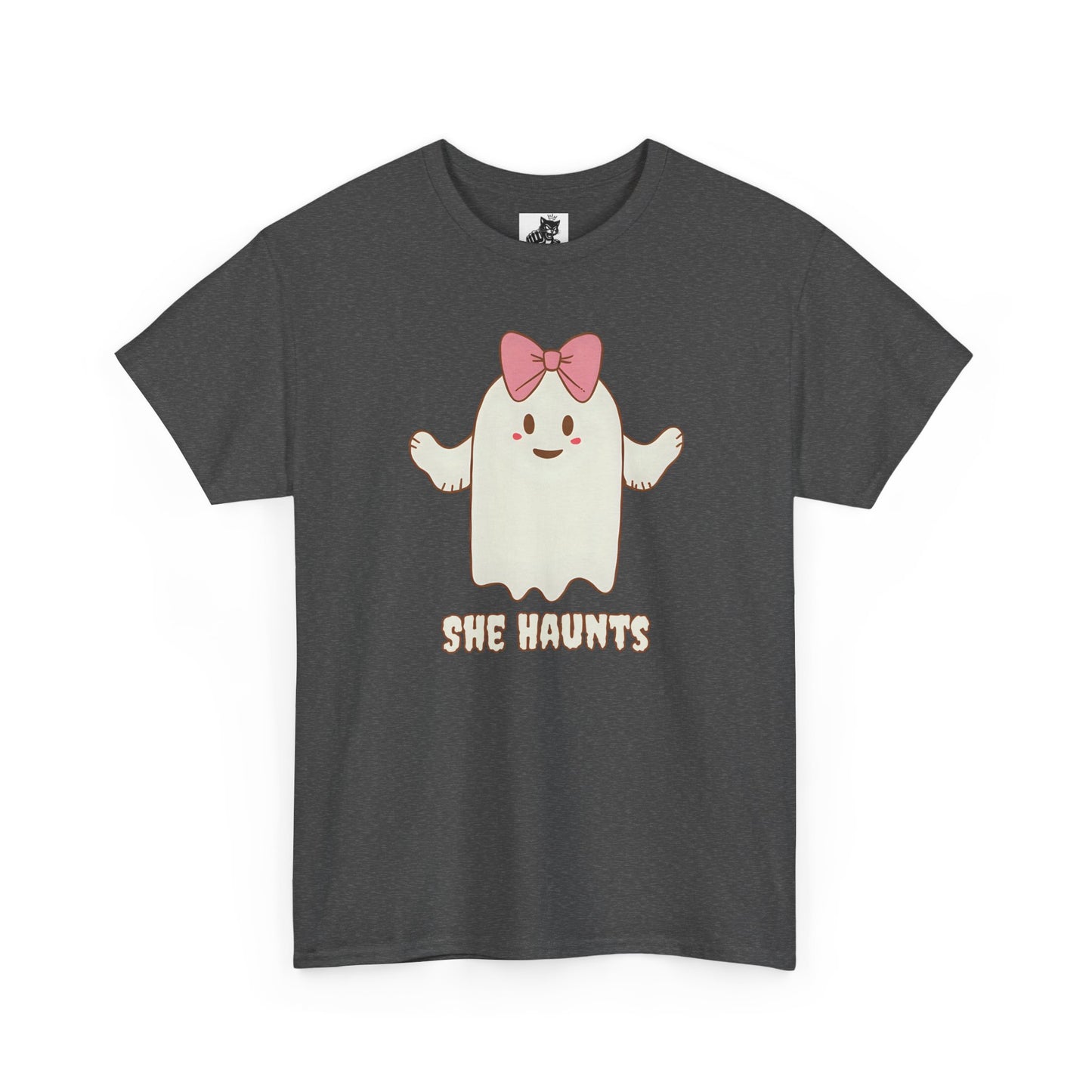 She Haunts (Version 4) - Cute Halloween Ghost T-Shirt