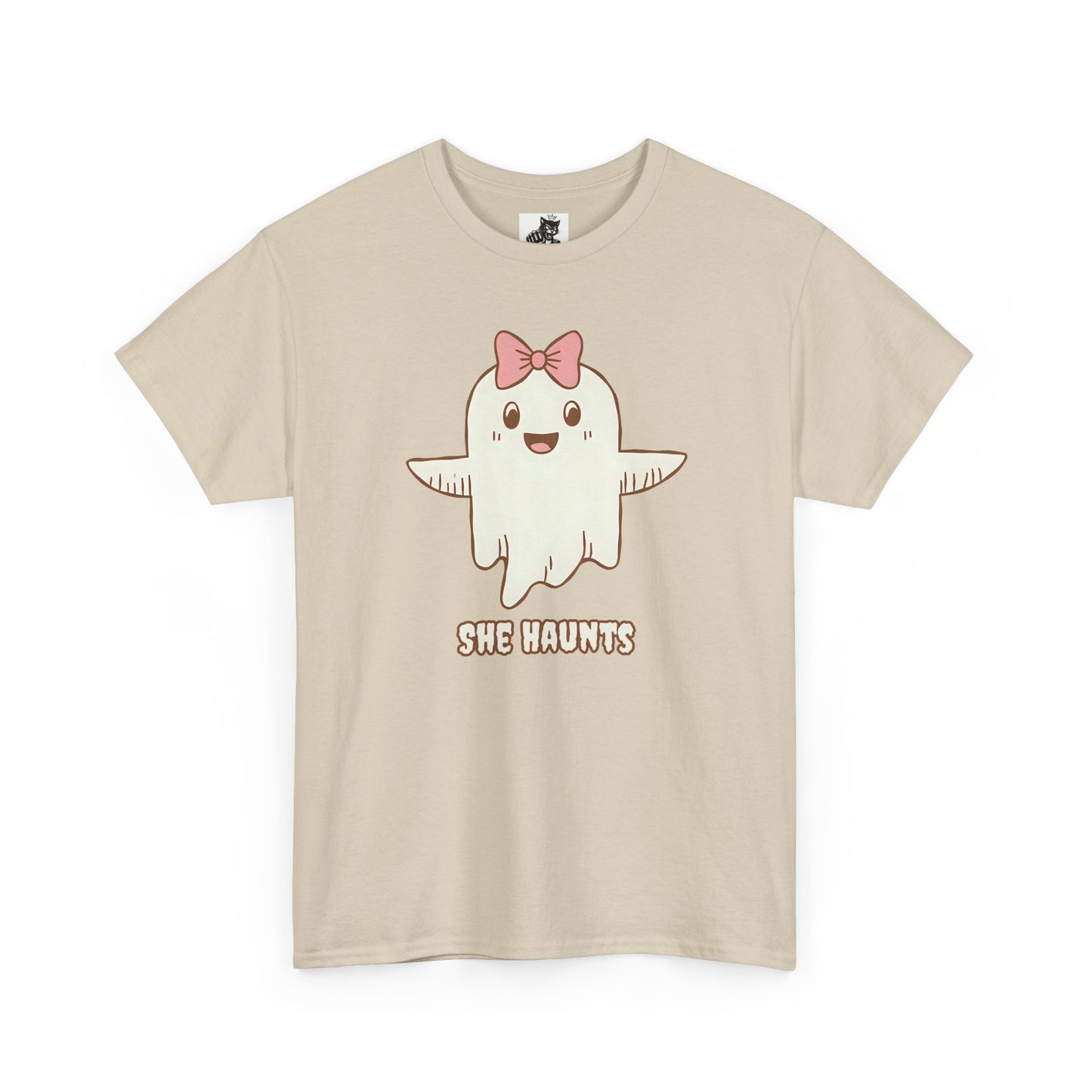She Haunts (Version 3) - Cute Halloween Ghost T-Shirt