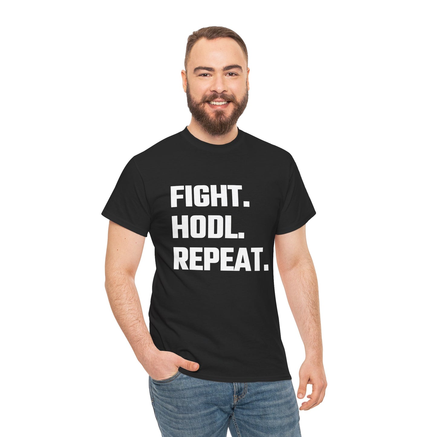 Fight. HODL. Repeat. Graphic Tee - Unisex Cotton T-Shirt