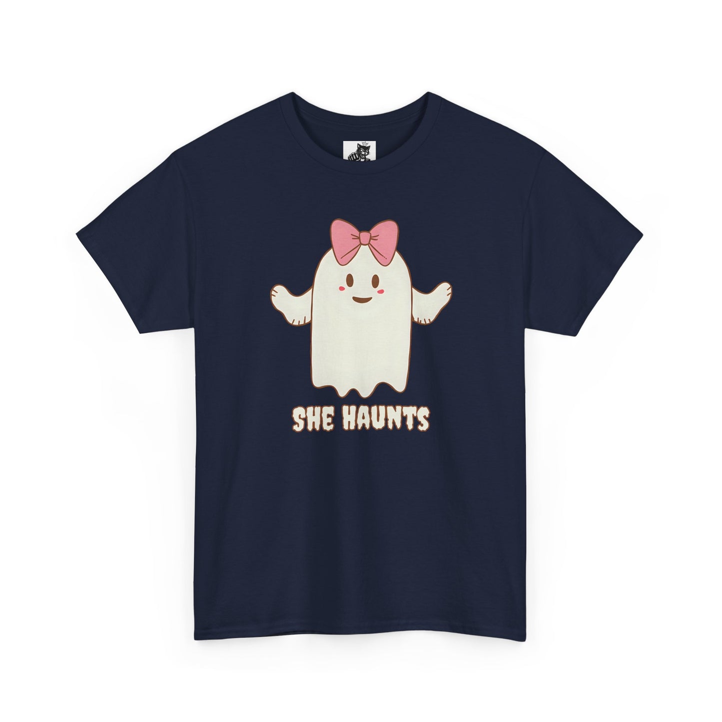 She Haunts (Version 4) - Cute Halloween Ghost T-Shirt