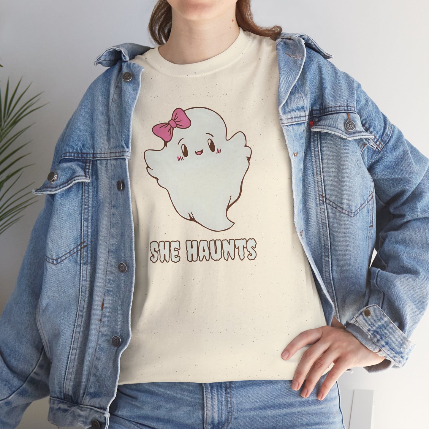She Haunts (Version 2) - Cute Halloween Ghost T-Shirt