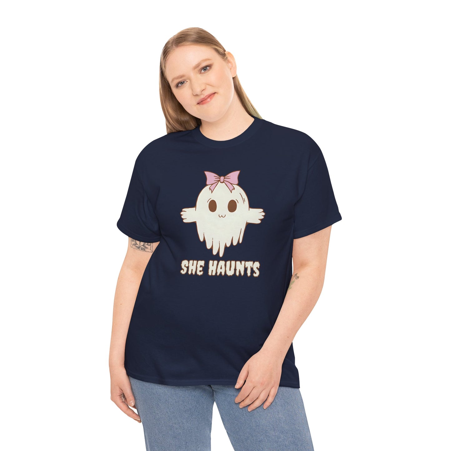 She Haunts - Cute Halloween Ghost T-Shirt