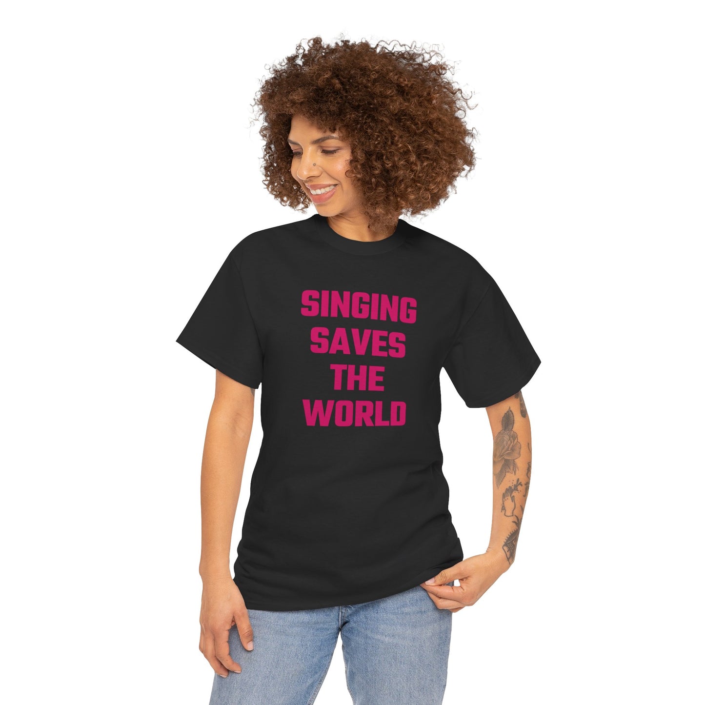 Singing Saves The World (Version 2) Graphic Tee - Unisex Cotton T-Shirt