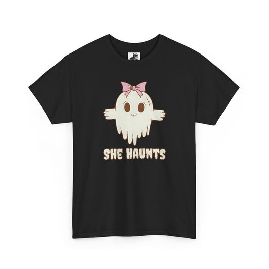 She Haunts - Cute Halloween Ghost T-Shirt