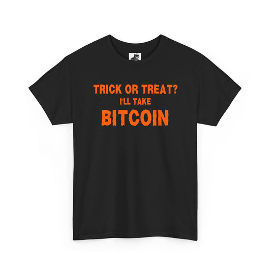 Trick Or Treat I'll Take Bitcoin Graphic Tee - Crypto Halloween T-Shirt