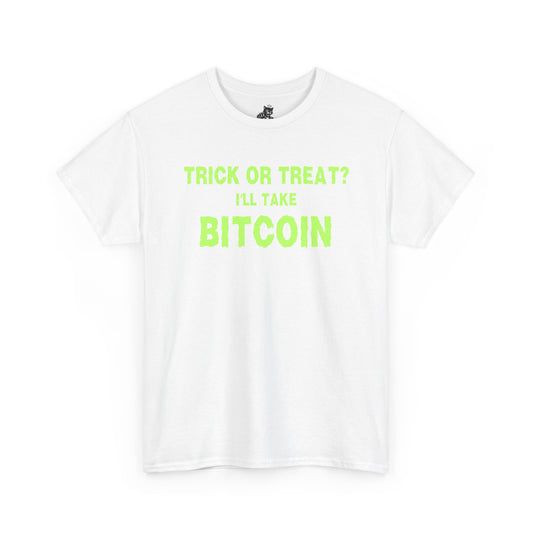 Trick Or Treat I'll Take Bitcoin (Version 2) Graphic Tee - Crypto Halloween T-Shirt