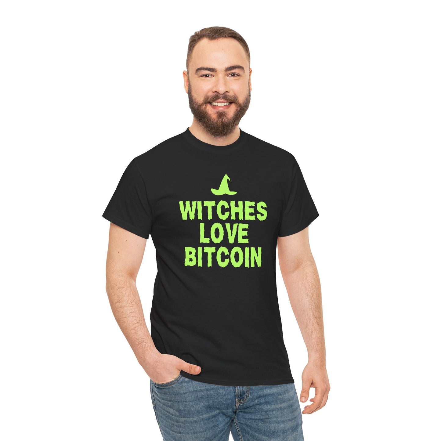 Witches Love Bitcoin (Version 2) Graphic Tee - Crypto Halloween Witch T-Shirt