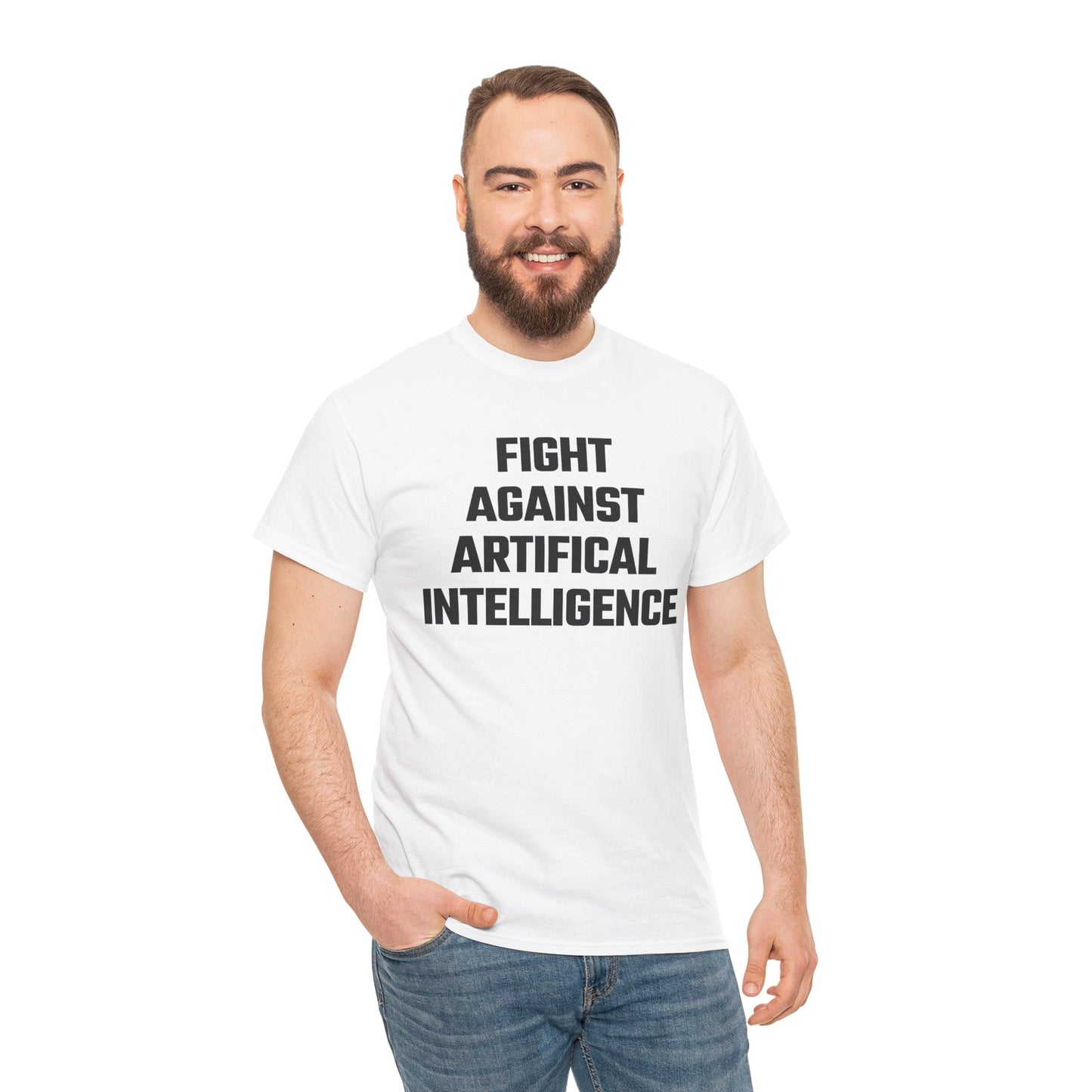 Fight Against Artificial Intelligence Graphic Tee - Unisex Cotton T-Shirt