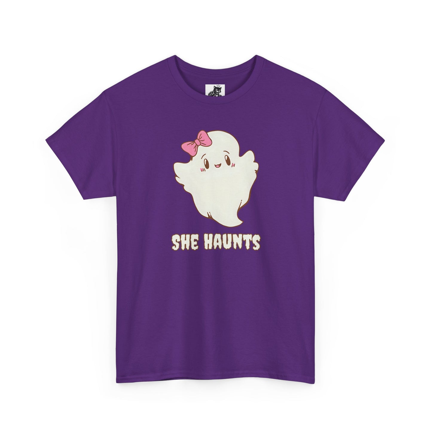 She Haunts (Version 2) - Cute Halloween Ghost T-Shirt