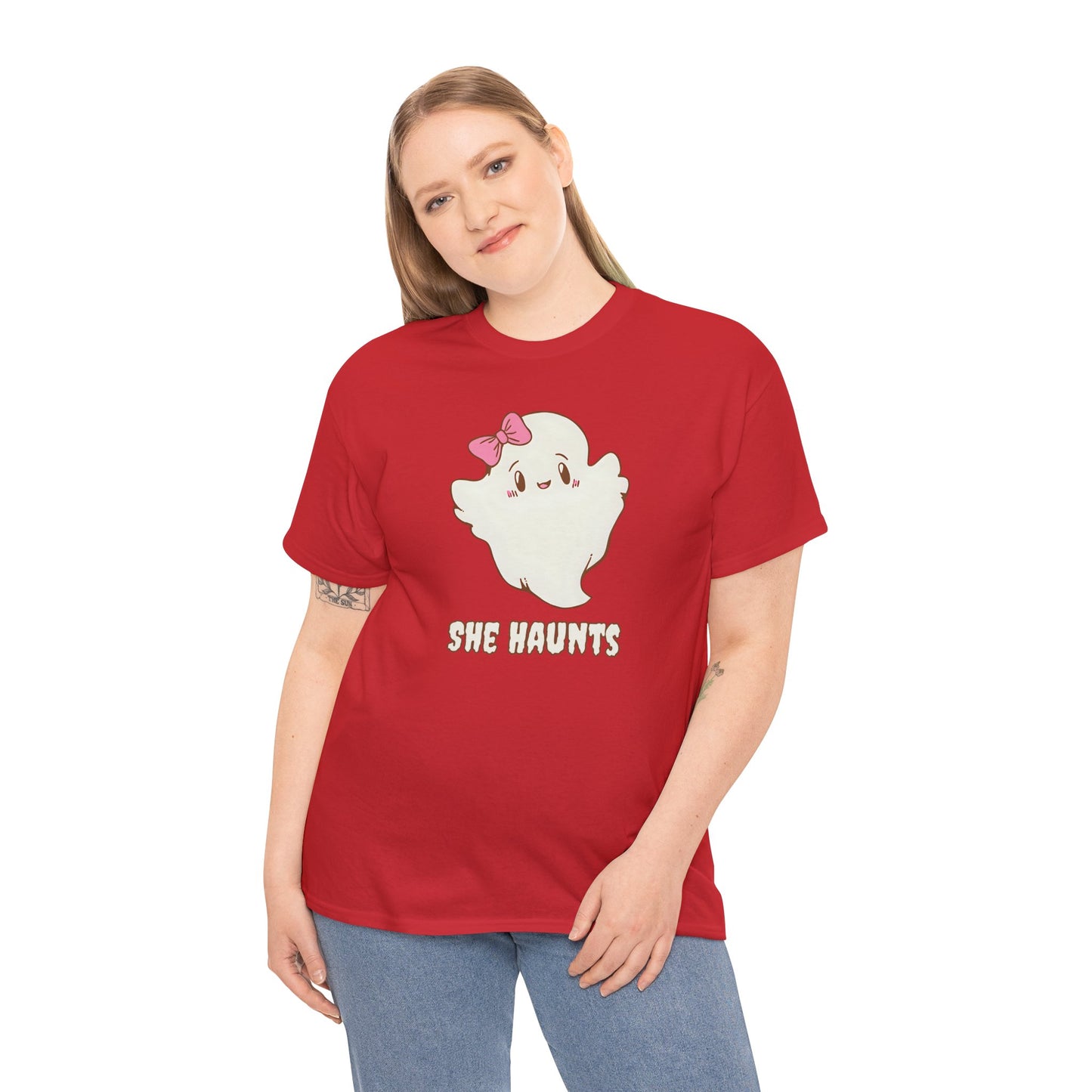 She Haunts (Version 2) - Cute Halloween Ghost T-Shirt