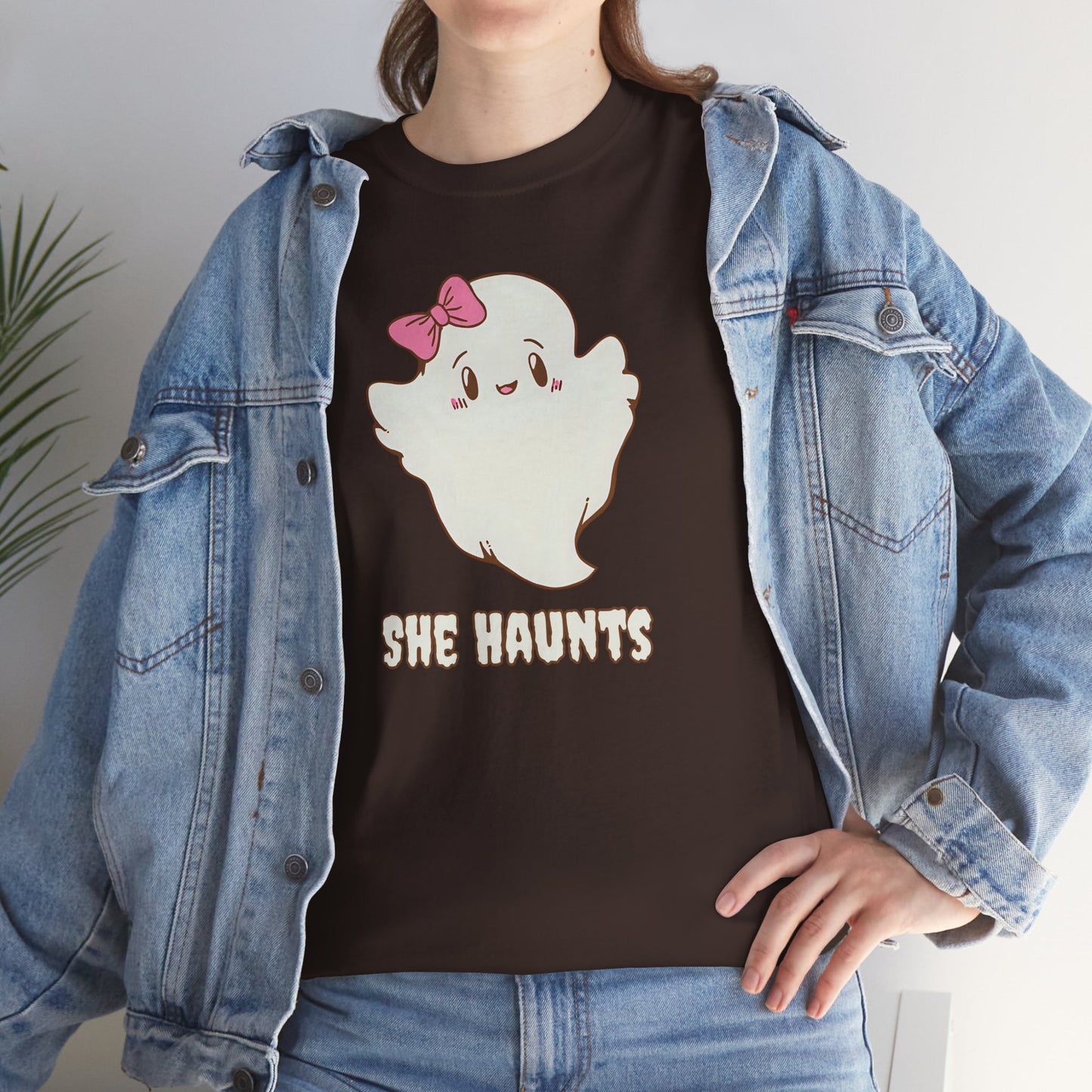 She Haunts (Version 2) - Cute Halloween Ghost T-Shirt