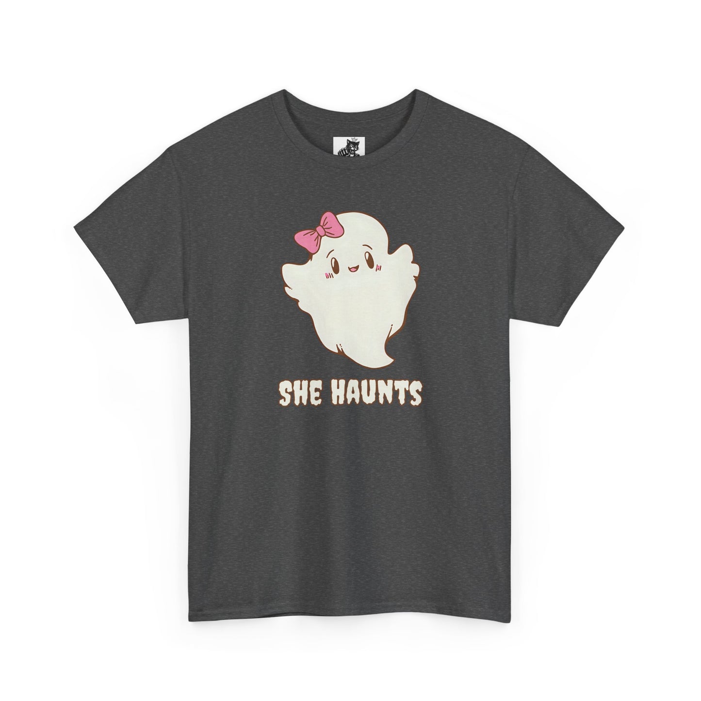 She Haunts (Version 2) - Cute Halloween Ghost T-Shirt