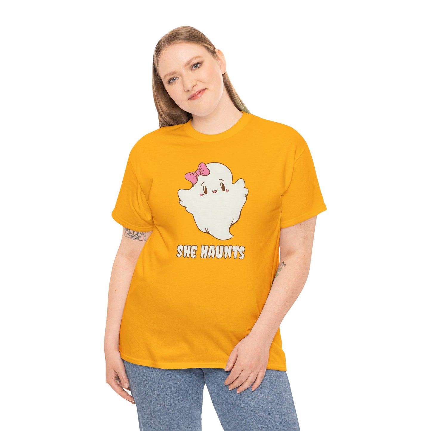 She Haunts (Version 2) - Cute Halloween Ghost T-Shirt
