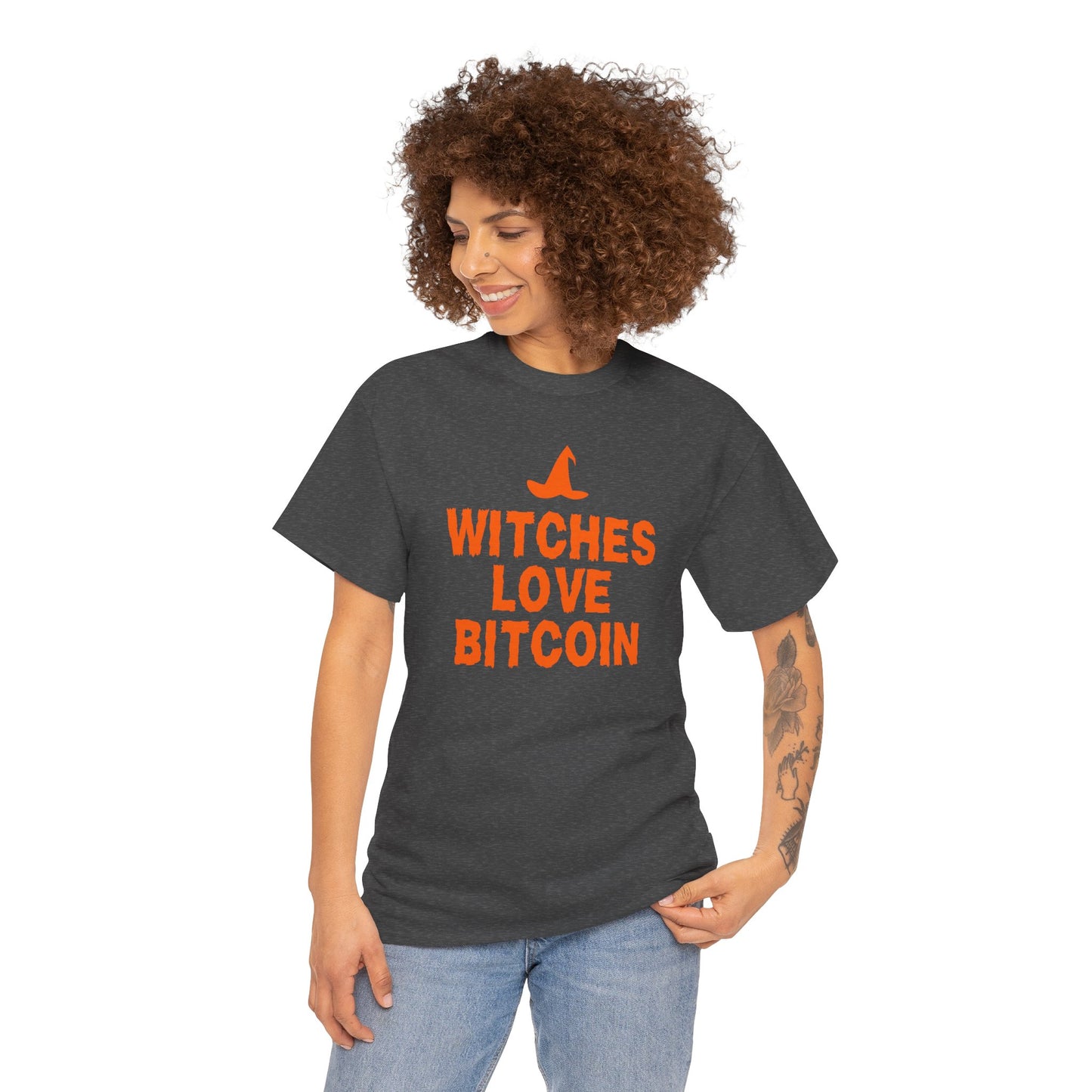 Witches Love Bitcoin Graphic Tee - Crypto Halloween Witch T-Shirt