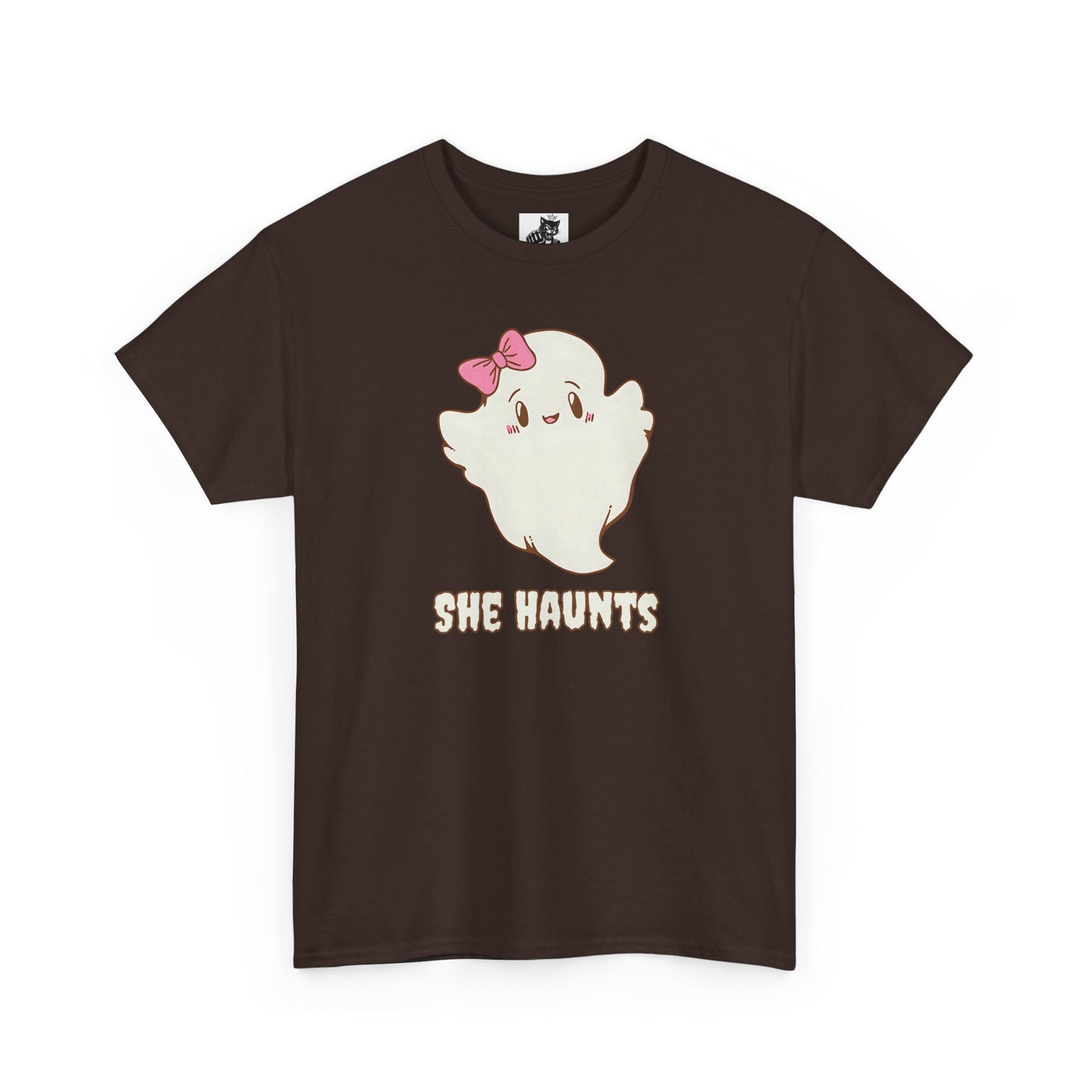 She Haunts (Version 2) - Cute Halloween Ghost T-Shirt