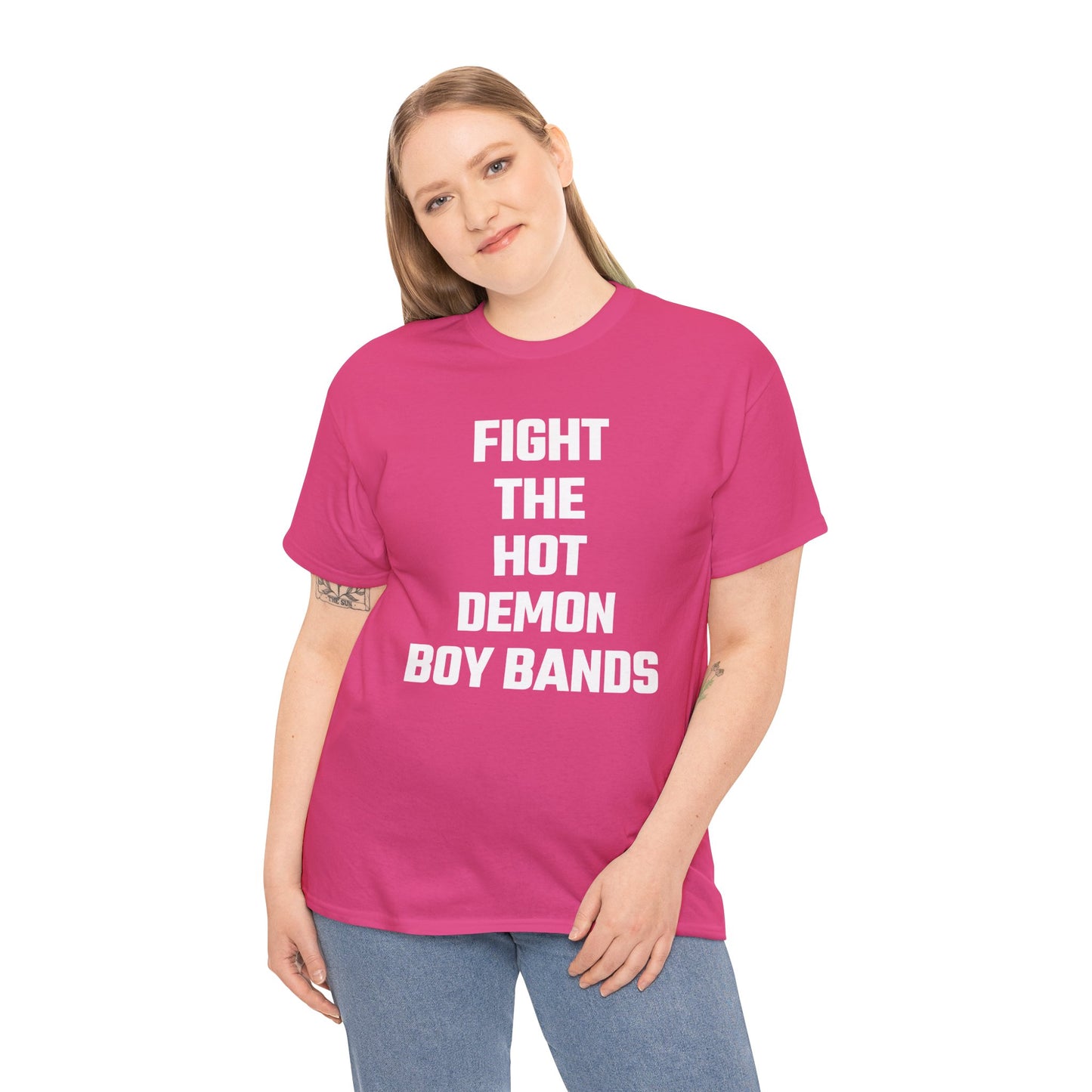 Fight The Hot Demon Boy Bands Graphic Tee - Unisex Cotton T-Shirt