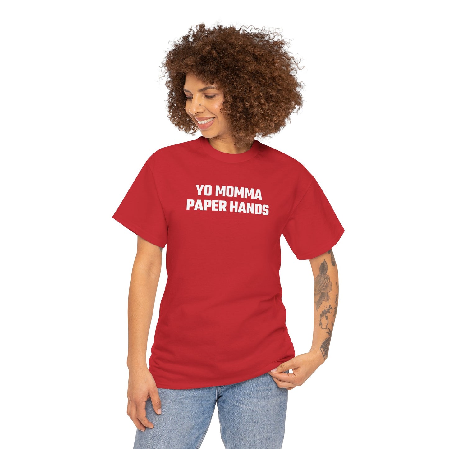 Yo Momma Paper Hands Graphic Tee - Crypto Themed T-Shirt