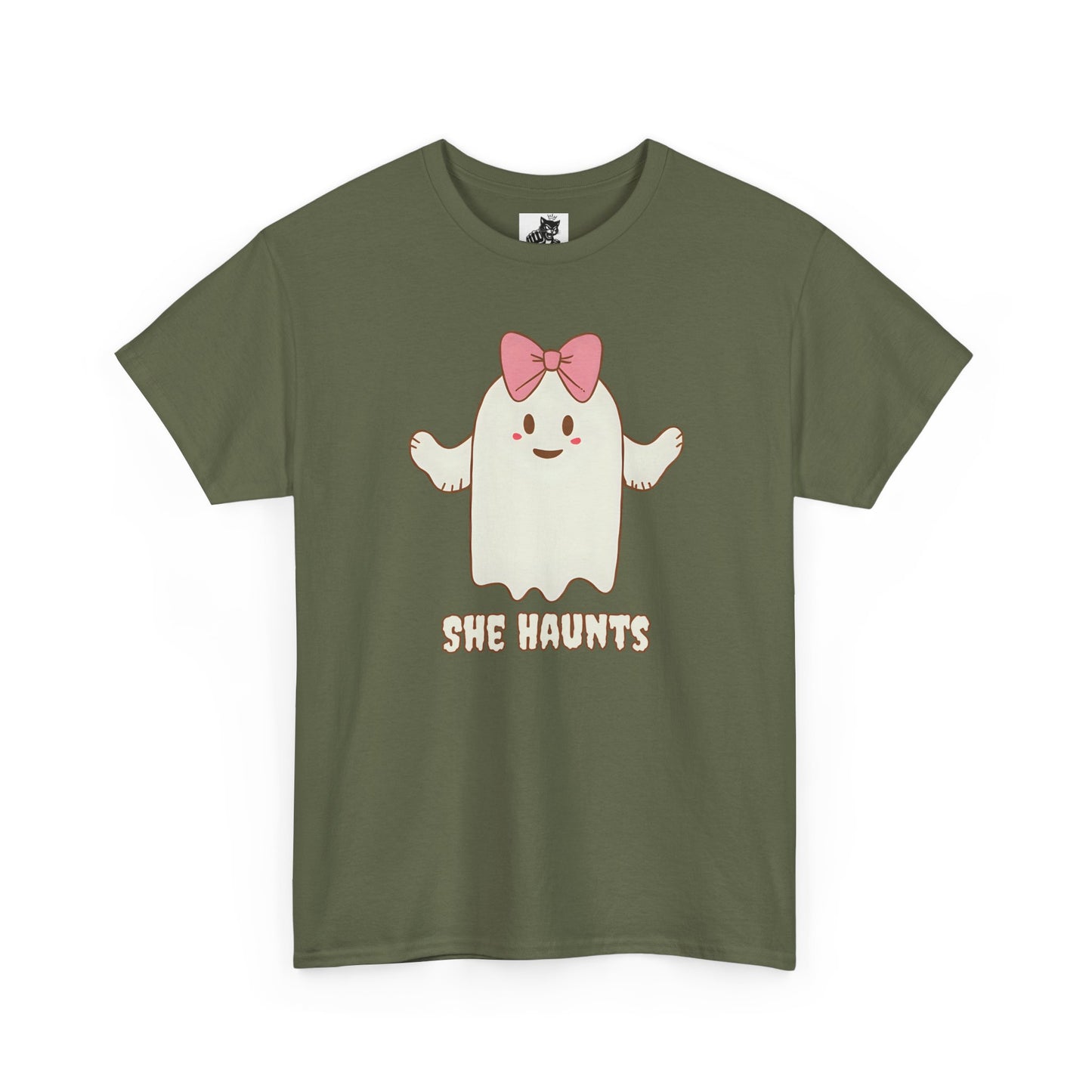 She Haunts (Version 4) - Cute Halloween Ghost T-Shirt