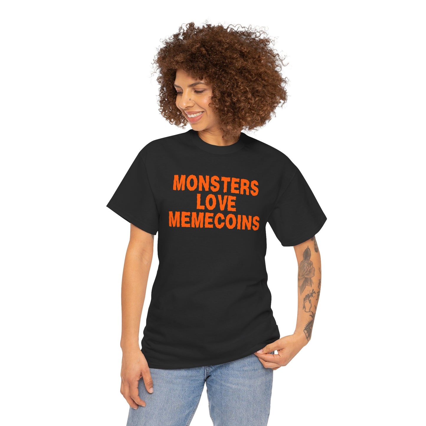 Monsters Love Memecoins Graphic Tee - Crypto Halloween T-Shirt