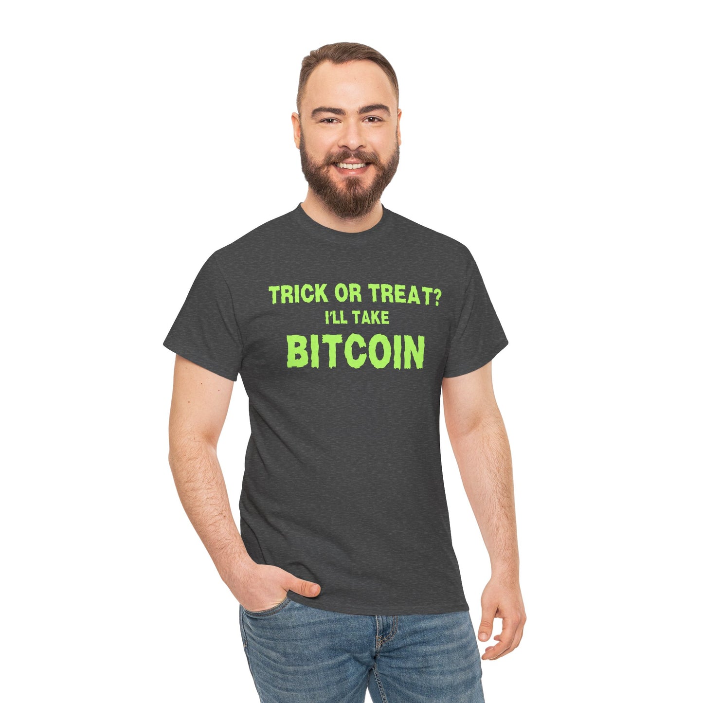 Trick Or Treat I'll Take Bitcoin (Version 2) Graphic Tee - Crypto Halloween T-Shirt