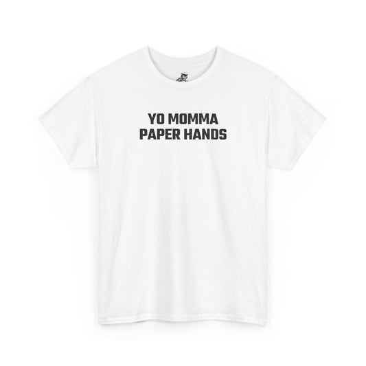 Yo Momma Paper Hands Graphic Tee - Crypto Themed T-Shirt