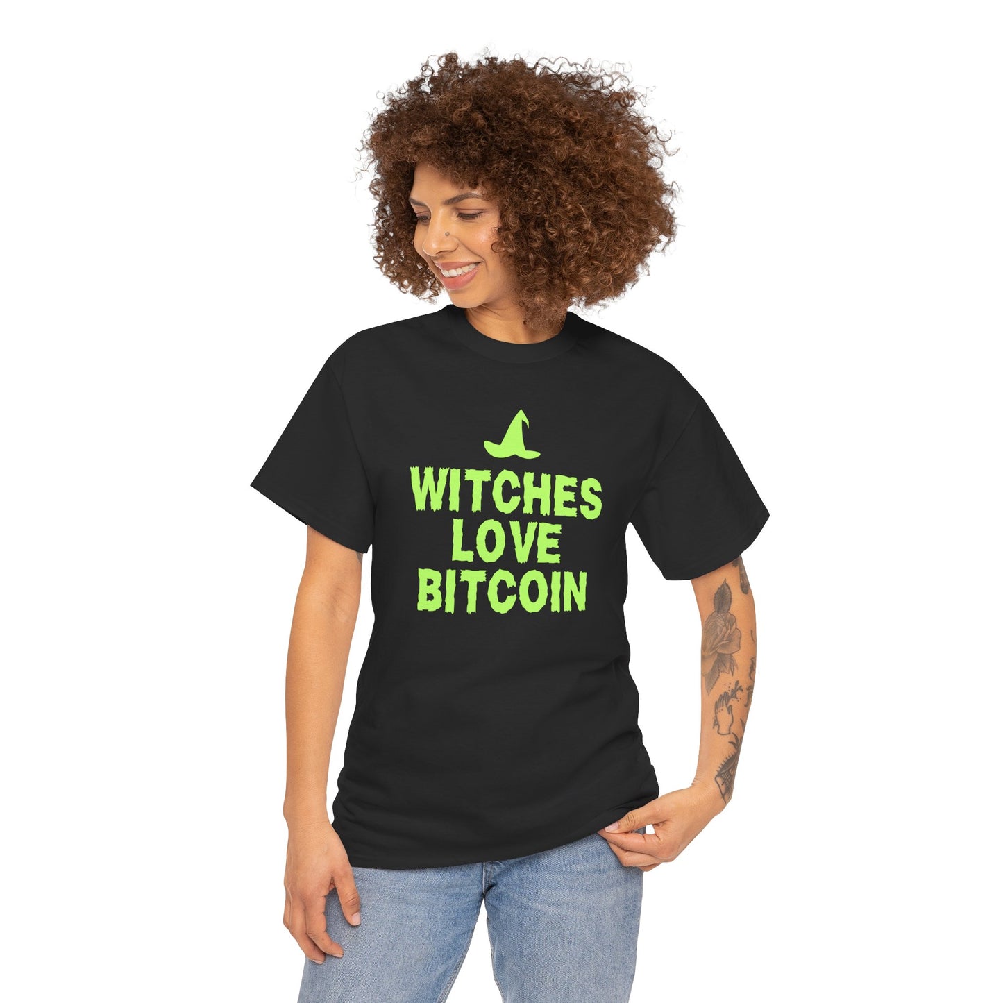 Witches Love Bitcoin (Version 2) Graphic Tee - Crypto Halloween Witch T-Shirt