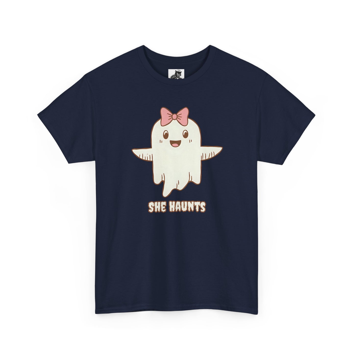 She Haunts (Version 3) - Cute Halloween Ghost T-Shirt