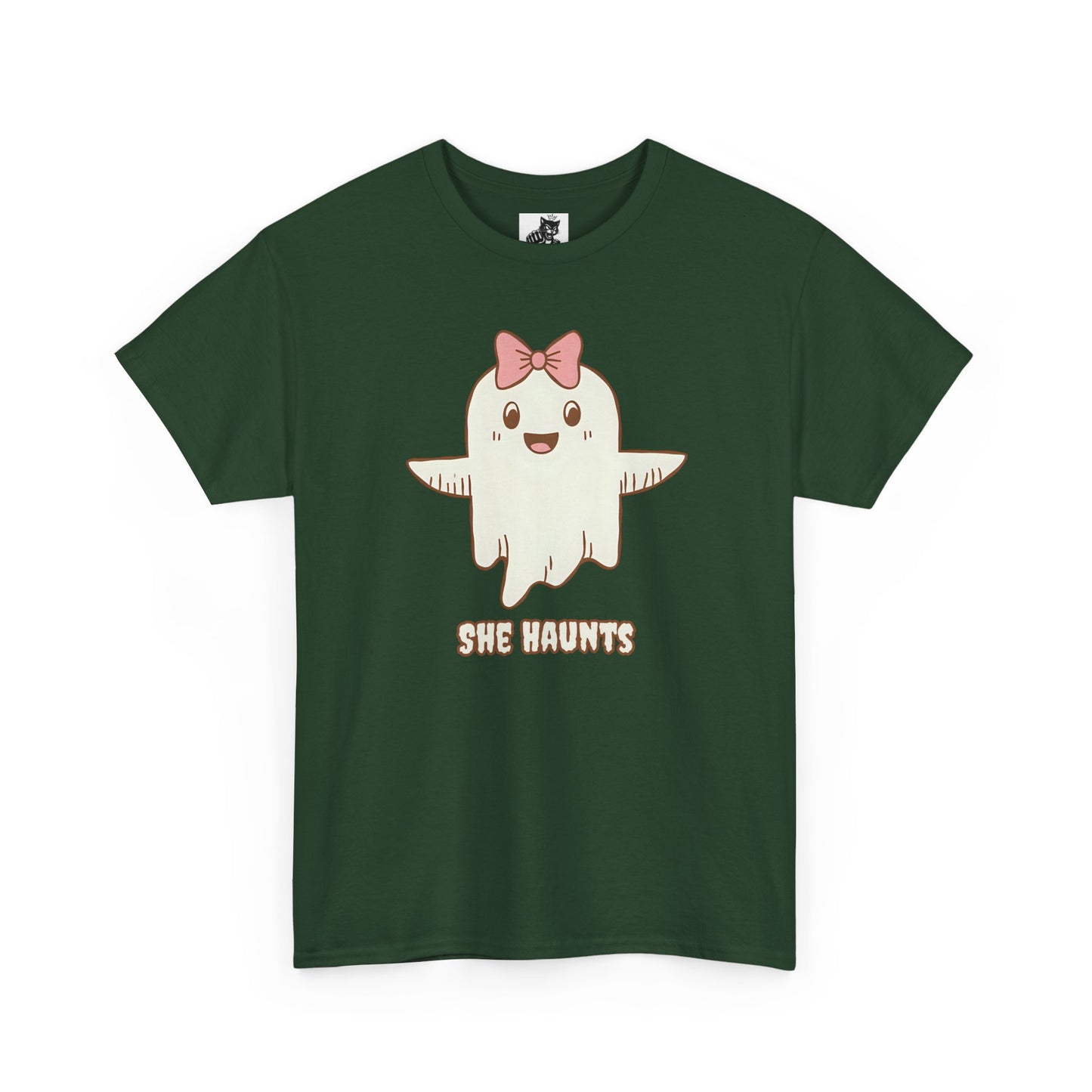 She Haunts (Version 3) - Cute Halloween Ghost T-Shirt