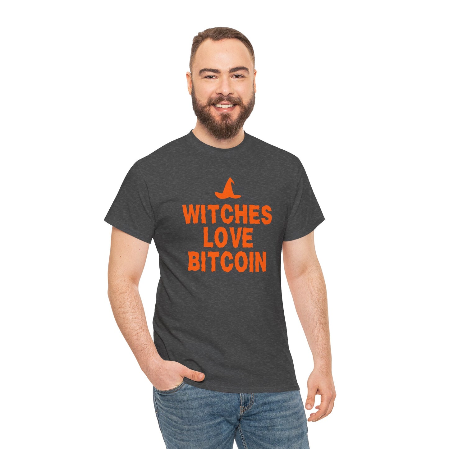 Witches Love Bitcoin Graphic Tee - Crypto Halloween Witch T-Shirt