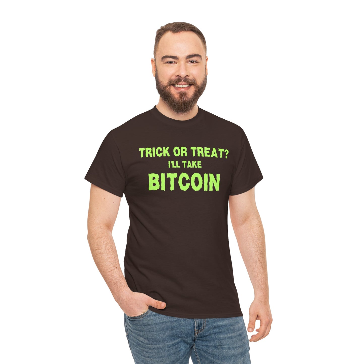 Trick Or Treat I'll Take Bitcoin (Version 2) Graphic Tee - Crypto Halloween T-Shirt
