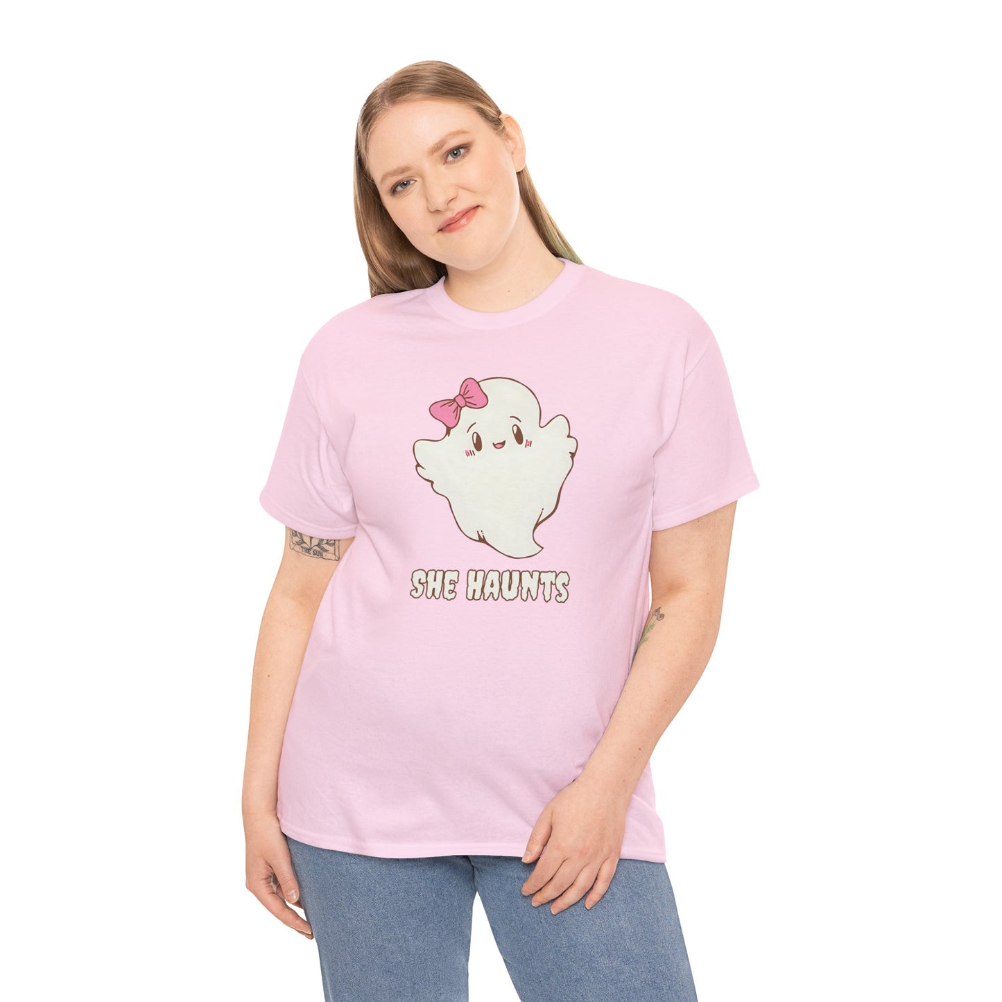 She Haunts (Version 2) - Cute Halloween Ghost T-Shirt